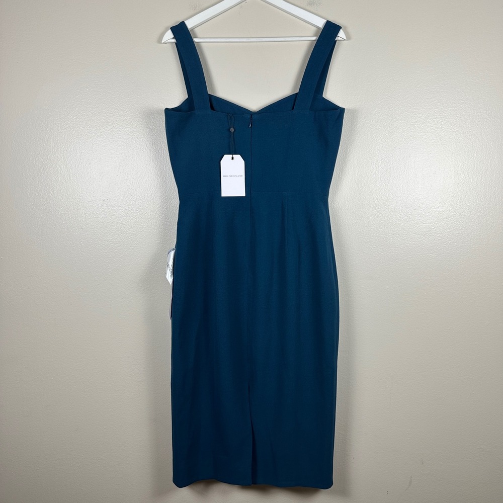 Dress The Population Women's L Nicole Midi Dress Peacock Blue Sweetheart NEW